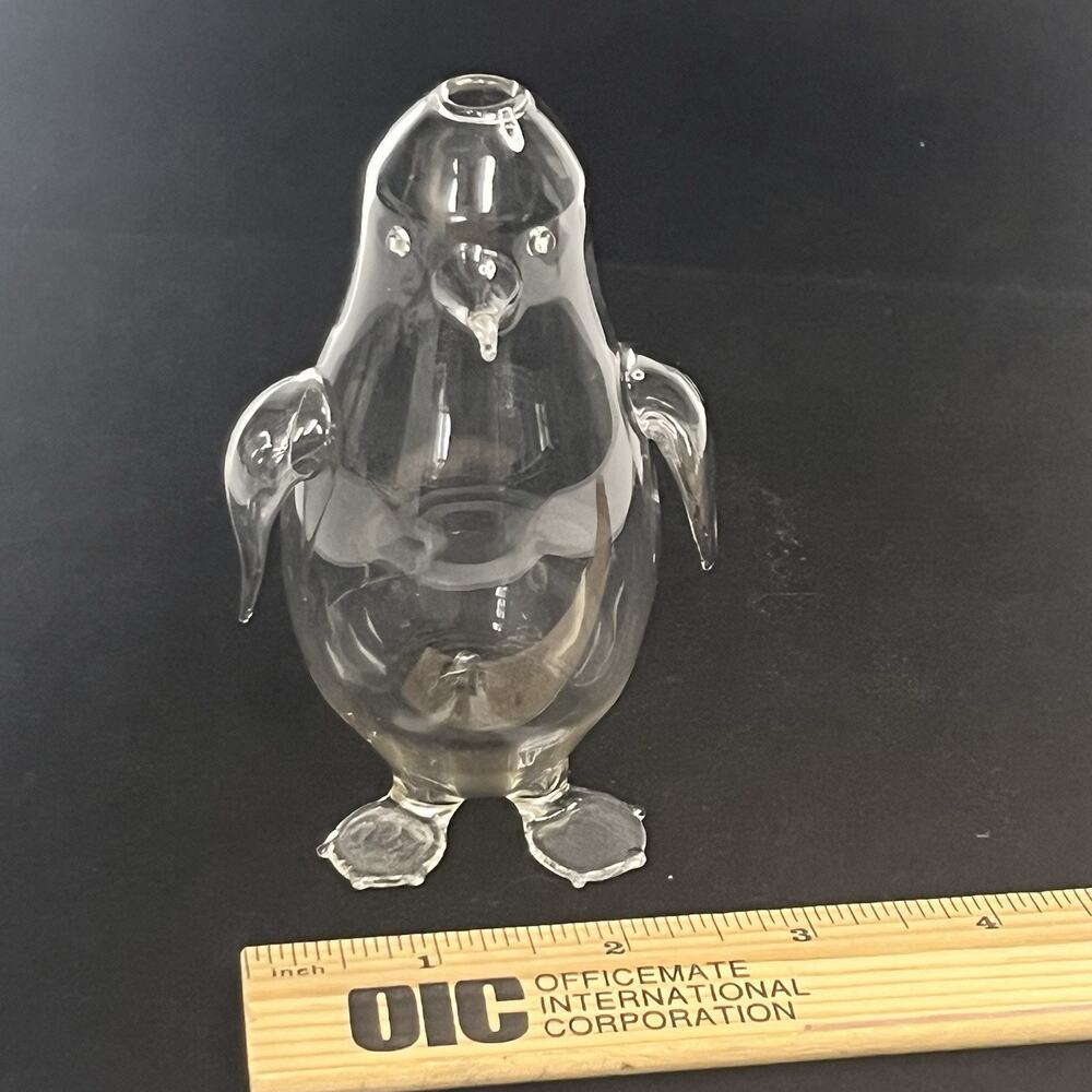 clear penguin oil lamp as is no center glass or wick propragataion vase - Picture 6 of 7